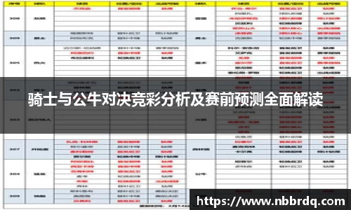 骑士与公牛对决竞彩分析及赛前预测全面解读
